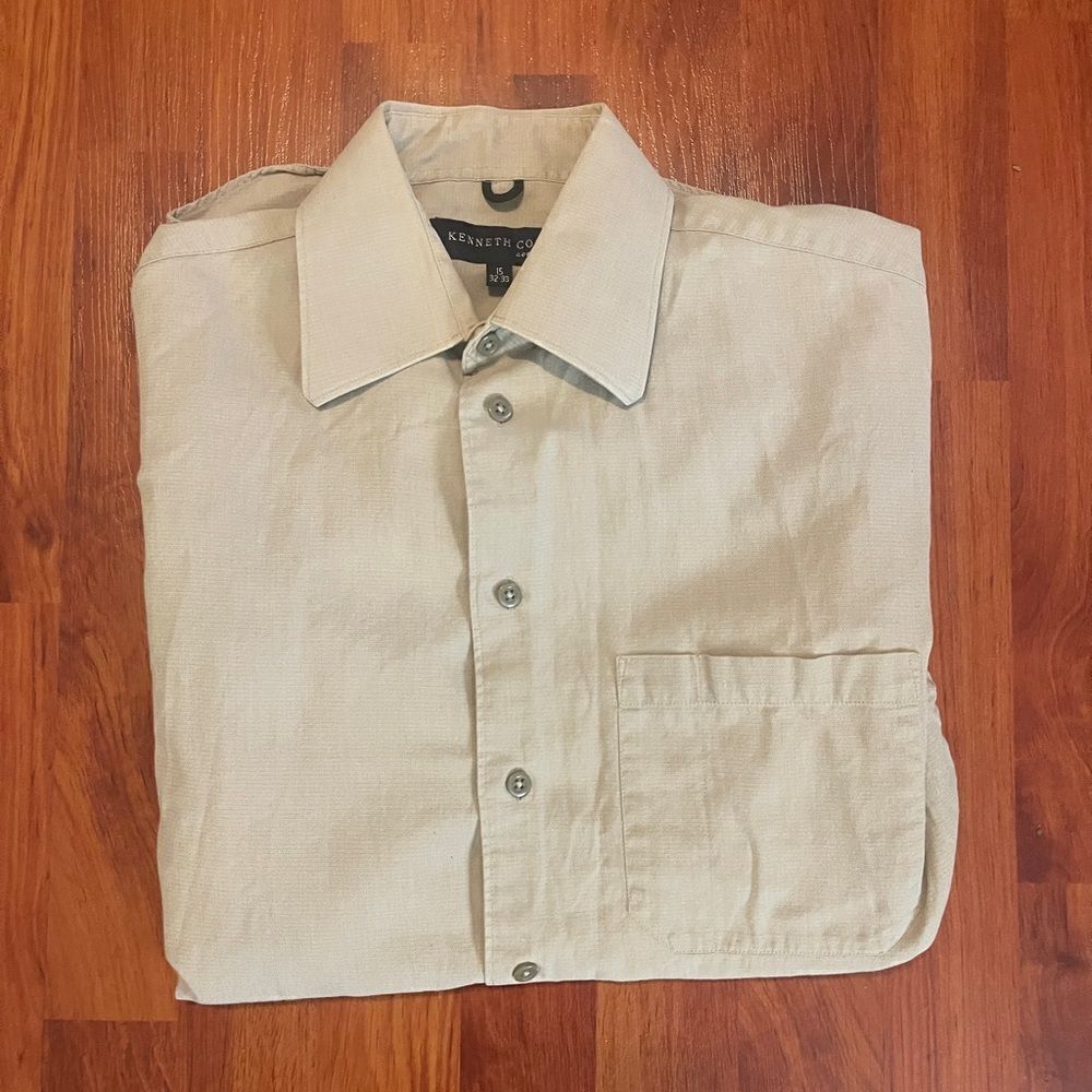 Kenneth Cole men’s button-down long sleeve dress shirt Size 15 32-33